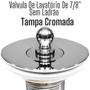 Imagem de Válvula Para Lavatório Cuba Luxo Tampa Banheiro Lavabo Sem Ladrão 7/8" 100% Metal Acabamento Cromado Iguatemi