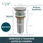 Imagem de Valvula ralo pia Longa Com Prolongador 1 1/4 Inox Para Cuba De Apoio sobrepor 40mm Escoamento Valvula Click Lavatório extensor bancada Marmore Granito