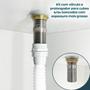 Imagem de Valvula ralo pia Longa Com Prolongador 1 1/4 Inox Para Cuba De Apoio sobrepor 40mm Escoamento Valvula Click Lavatório extensor bancada Marmore Granito