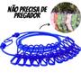 Imagem de Varal De Roupa De Secagem Multifuncional De 180cm Com 12 Clipes Com Pregador