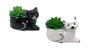 Imagem de Vasinho Para Suculenta 2 Peças De Ceramica Gato Deitado