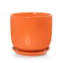 Imagem de Vaso Cachepot 13cm Laranja para Plantas com Prato Pozzani