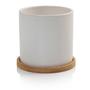 Imagem de Vaso Cachepot com Prato de Bambu Branco Fosco G Cube Pozzani