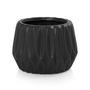 Imagem de Vaso Cachepot Geometric com Prato de Bambu Preto Fosco Pozzani