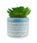 Imagem de Vaso Cimento Azul Planta Artificial 8x5,5x5,5cm