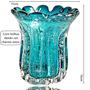 Imagem de Vaso de Cristal Murano 16cm Azul p/ Orquídea Flores