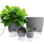 Imagem de Vaso De Flores De Plástico Transparente De Dupla Camada Com Autoirrigação, Corda De Algodão E Porta