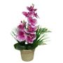 Imagem de Vaso de palha natural com orquídea artificial