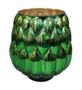 Imagem de Vaso de Vidro Verde Detalhes Oval Decorativo para Casa 22cm