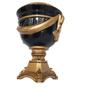 Imagem de Vaso Decorativo Cerâmica Preto + Alto Relevo +  Base em Ouro Velho