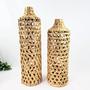 Imagem de Vaso Decorativo Fibra Natural Garrafa Decorativa Kit 2Pc