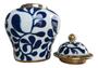 Imagem de Vaso Decorativo Porcelana Azul Branco Dourado 30x20
