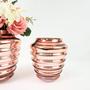 Imagem de Vaso Decorativo Rose Gold De Vidro Anelado Kit 2Pc