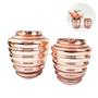 Imagem de Vaso Decorativo Rose Gold De Vidro Anelado Kit 2Pc