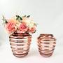 Imagem de Vaso Decorativo Rose Gold De Vidro Anelado Kit 2Pc