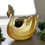 Imagem de Vaso Dourado Cisne Com Pedras Luxo Decoração