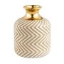 Imagem de Vaso em ceramica dourado e branco bojudo com ranhuras g - Mart