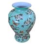 Imagem de Vaso em Porcelana Craquelê Verde Água com Borboletas e Flores