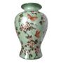 Imagem de Vaso em Porcelana Craquelê Verde Água com Borboletas e Flores