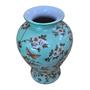 Imagem de Vaso em Porcelana Craquelê Verde Água com Borboletas e Flores
