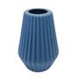 Imagem de Vaso Menor Ceramica Azul Ondulados Verticais Design Bojudo