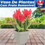 Imagem de Vaso Para Plantas Quadrado C/ Prato Decoração Casa Jardim 9,6L
