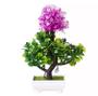 Imagem de Vaso Planta Artificial Bonsai Flores Roxa Folhas Verde Q7411