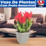 Imagem de Vaso Quadrado Para Plantas Com Prato Decoração Casa Jardim 3,9L