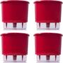 Imagem de Vaso Raiz Autoirrigavel Pequeno N2 Vermelho Flores Kit 4 Pc