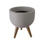 Imagem de Vaso Redondo Japi Com Pe De Madeira Decore 33 Cimento