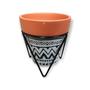 Imagem de Vaso Tribal Com Suporte Em Metal Vasinho Cerâmica