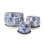 Imagem de Vaso ul E Branco 10/15/23Cm Floral Porcelana Kit 3Pc