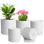 Imagem de Vasos para plantas Meowell 18/17/15/13/10 cm, cilindro, pacote com 5, branco