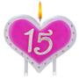 Imagem de Vela de Aniversário 15 Anos Coração Rosa Glamour