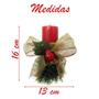 Imagem de Vela Vermelha Decorativa Para Natal Com Laço Dourado e Fruta
