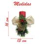 Imagem de Vela Vermelha Natalina Decorativa Para Natal Com Laço Dourad
