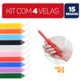 Imagem de Velas Palito Coloridas Vela Tradicional Kit 16cm 15g 100% Parafina - Envio Rápido