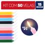 Imagem de Velas Palito Coloridas Vela Tradicional Maço Kit 16cm 15g 100% Parafina - Envio Rápido