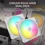 Imagem de Ventilador Corsair RS140 ARGB PWM 140mm - Pacote Duplo com Daisy-Chain - Branco