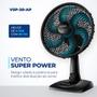 Imagem de Ventilador de Mesa Mondial Super Power 6 Pás 30cm 127v Preto Azul VSP-30-AP