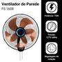 Imagem de Ventilador De Parede Forte Turbo 75w Preto Com 5 Pás Dourado