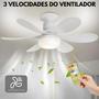Imagem de Ventilador de Teto Lampada 6 Pas 52CM com Controle p/ sala cozinha quarto 60w  - J.bella