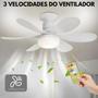 Imagem de Ventilador de Teto Lampada 6 Pas 52cm com Controle p/ sala cozinha quarto 60w
