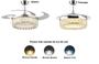 Imagem de Ventilador Teto Retrátil Lustre Cristal Led Prata Controle Remoto