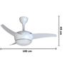 Imagem de Ventilador Teto Vórtice Branco 3 Pás Controle Remoto Lâmpada Led Silencioso Inverter Bivolt Ventisol