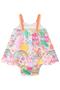 Imagem de Vestbody em Alça para Bebê Infantil Estampado Raposinha Floral Verão Vestido Leve Kukiê Body 69263