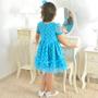 Imagem de Vestido Azul Turquesa Infantil Tule Poá + Laço para Cabelo