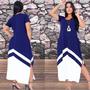 Imagem de Vestido Bicolor Feminino Com Fenda Maxi Saruel Alça Com Bolso Moda Feminina Verão Outono Inverno Veste do 38 ao 50