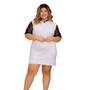 Imagem de Vestido Branco Plus Size  Feminino Paetê Curto Brilhante Luxo Modinha Vp