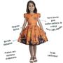 Imagem de Vestido Bruxa Halloween Infantil Fantasia Menina Barrado Laranja